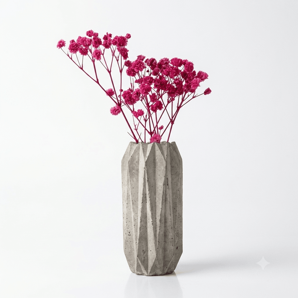 Petit Vase Élancé "Origami" en Béton