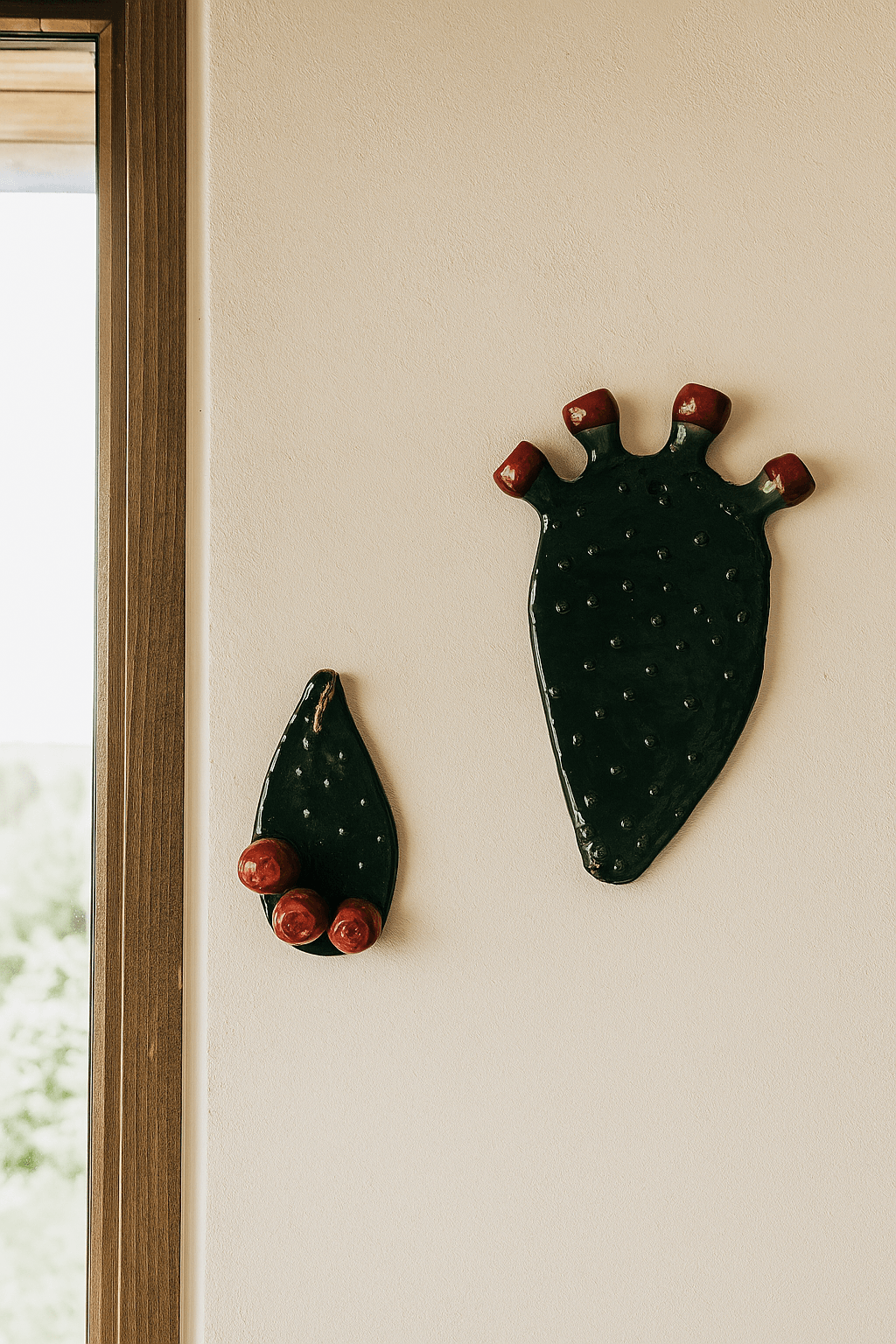 2 Cactus muraux en céramique 