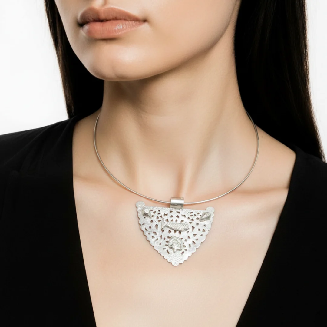Collier Berbère Fibule Grand Motif Argent 925