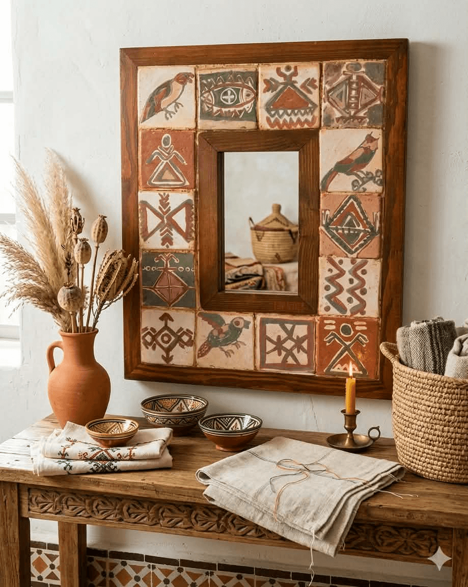 Miroir style Berbère, cadre en bois (modèle 2)