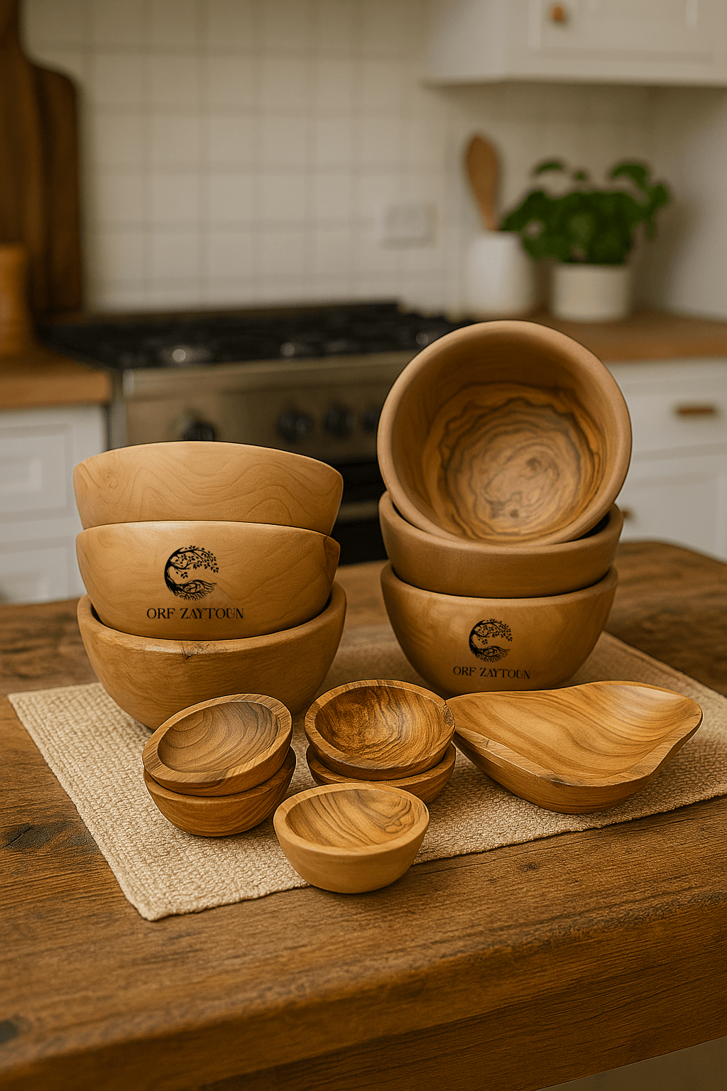 Set Royal Zaytoun – Bols Artisanaux en Bois d’Olivier