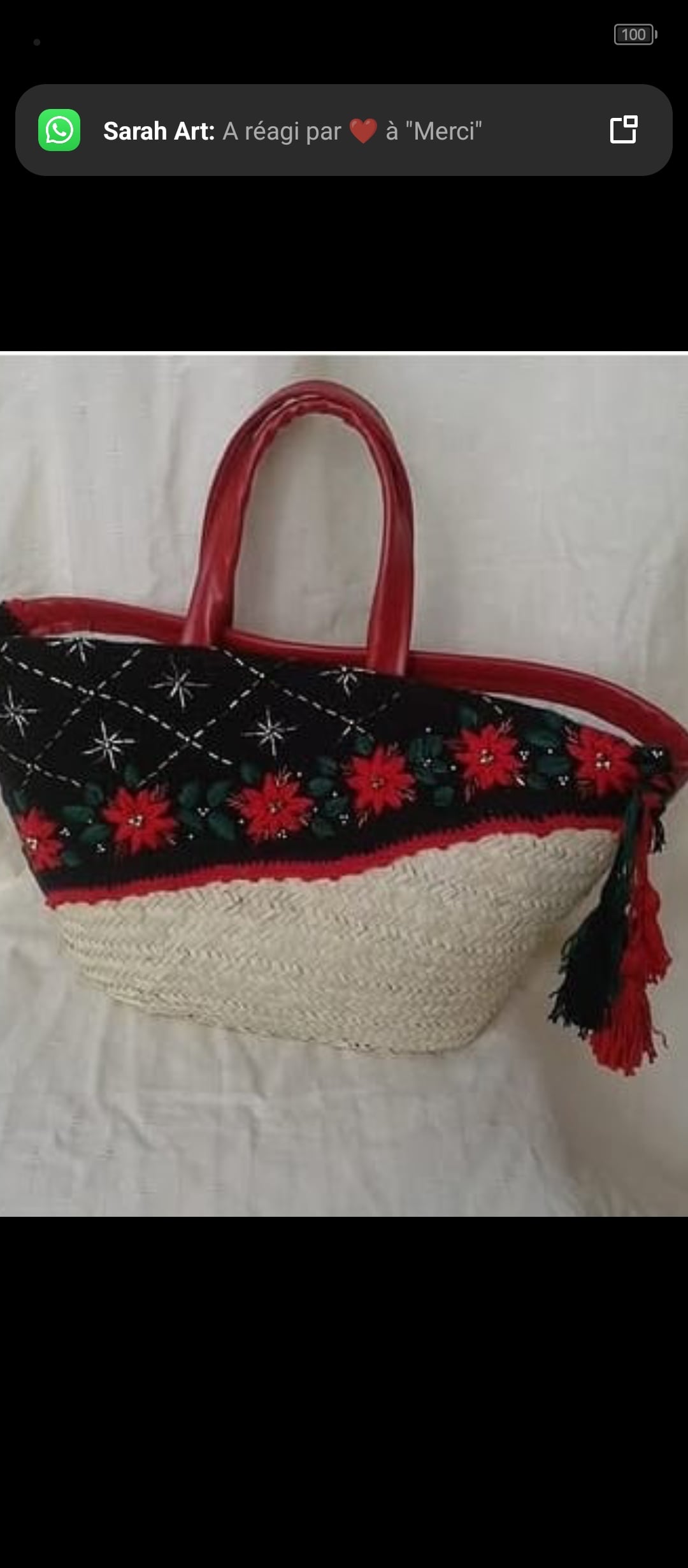 Couffin saaf laine naturelle brodés