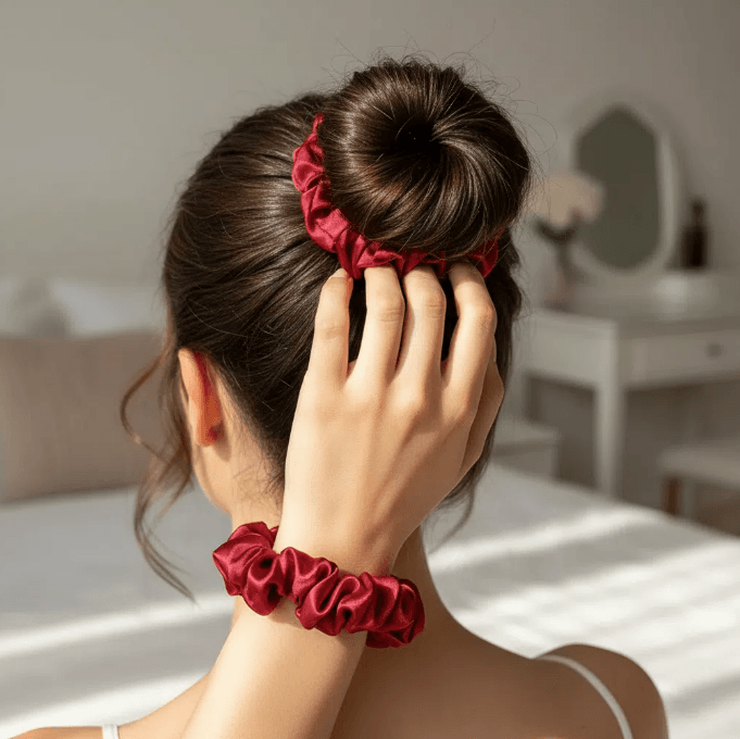 Duo de Chouchous Satin Rouge - Élégance Anti-Frisottis