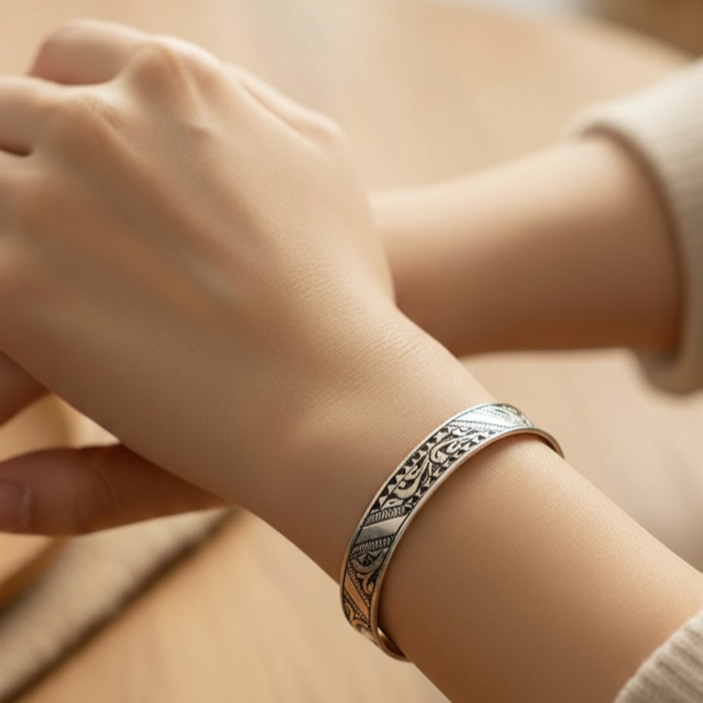 Jonc bracelet Amazigh ajustable Tunisien en argent 925