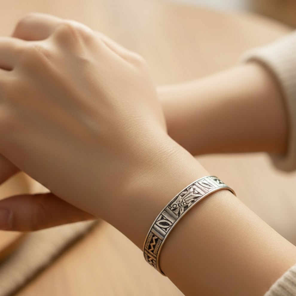 Jonc bracelet Amazigh Tunisien Ajustable en argent 925