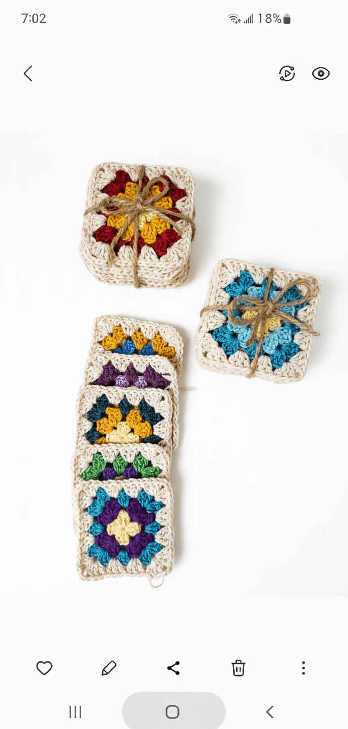 Lots :granny square au crochet (10 pièces )