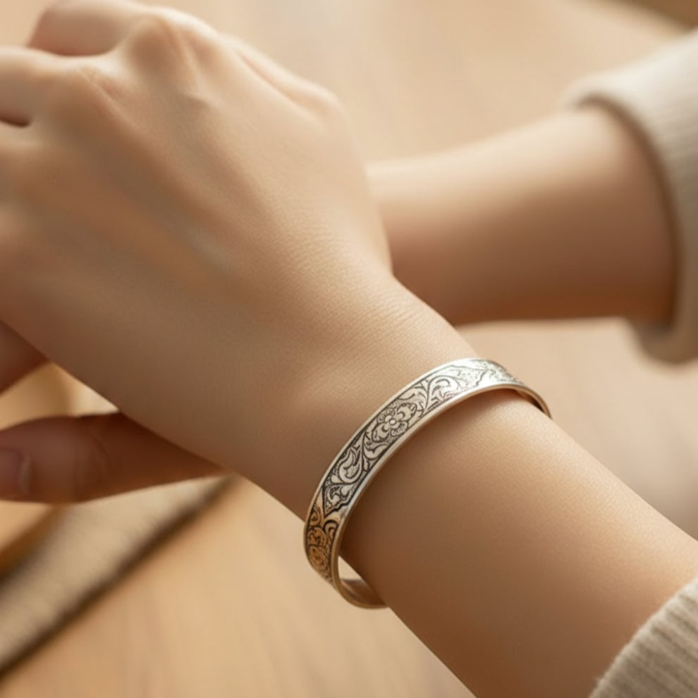 Bracelet Amazigh en argent 925 ajustable fait main