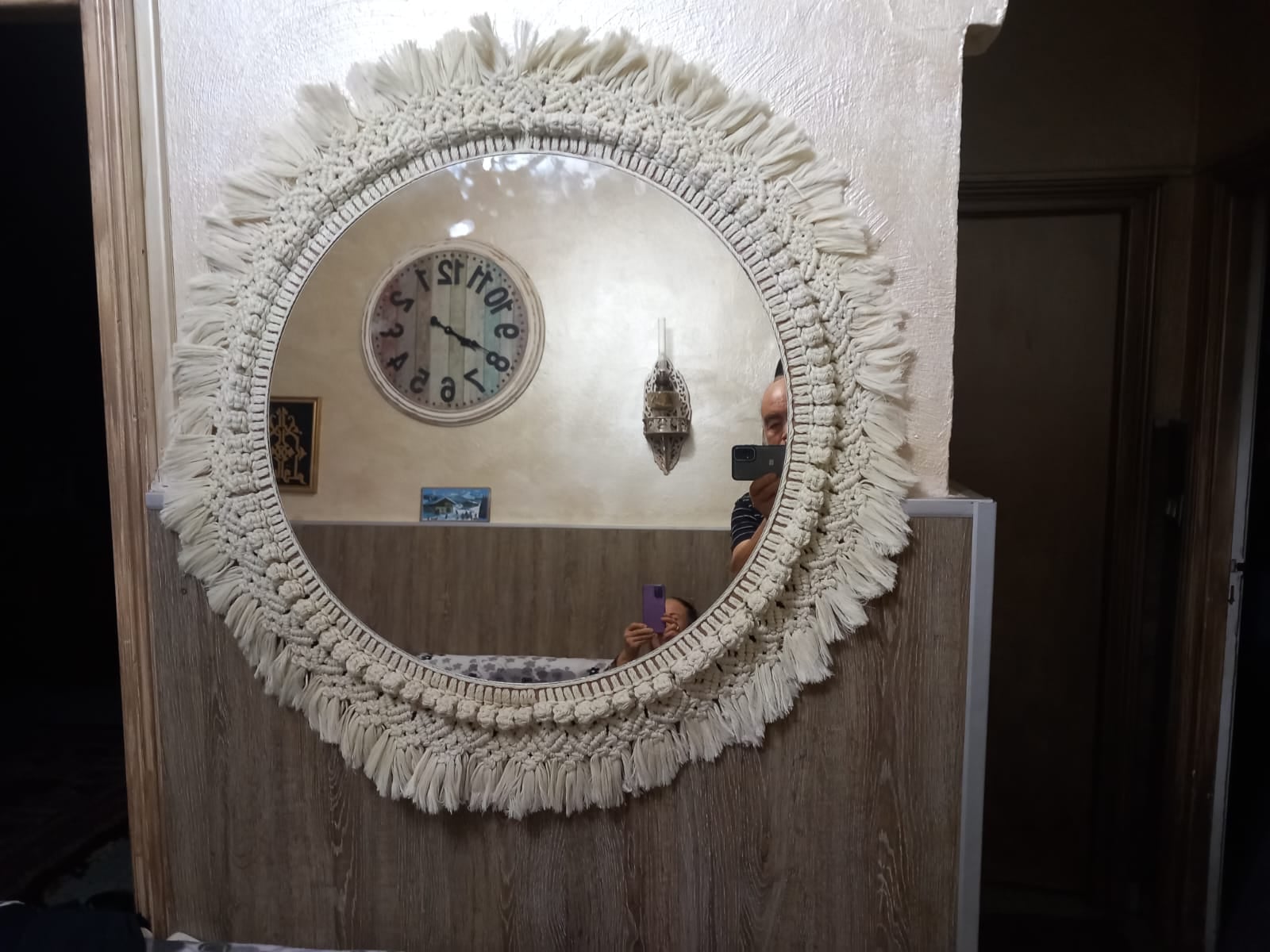 miroir avec du macramé