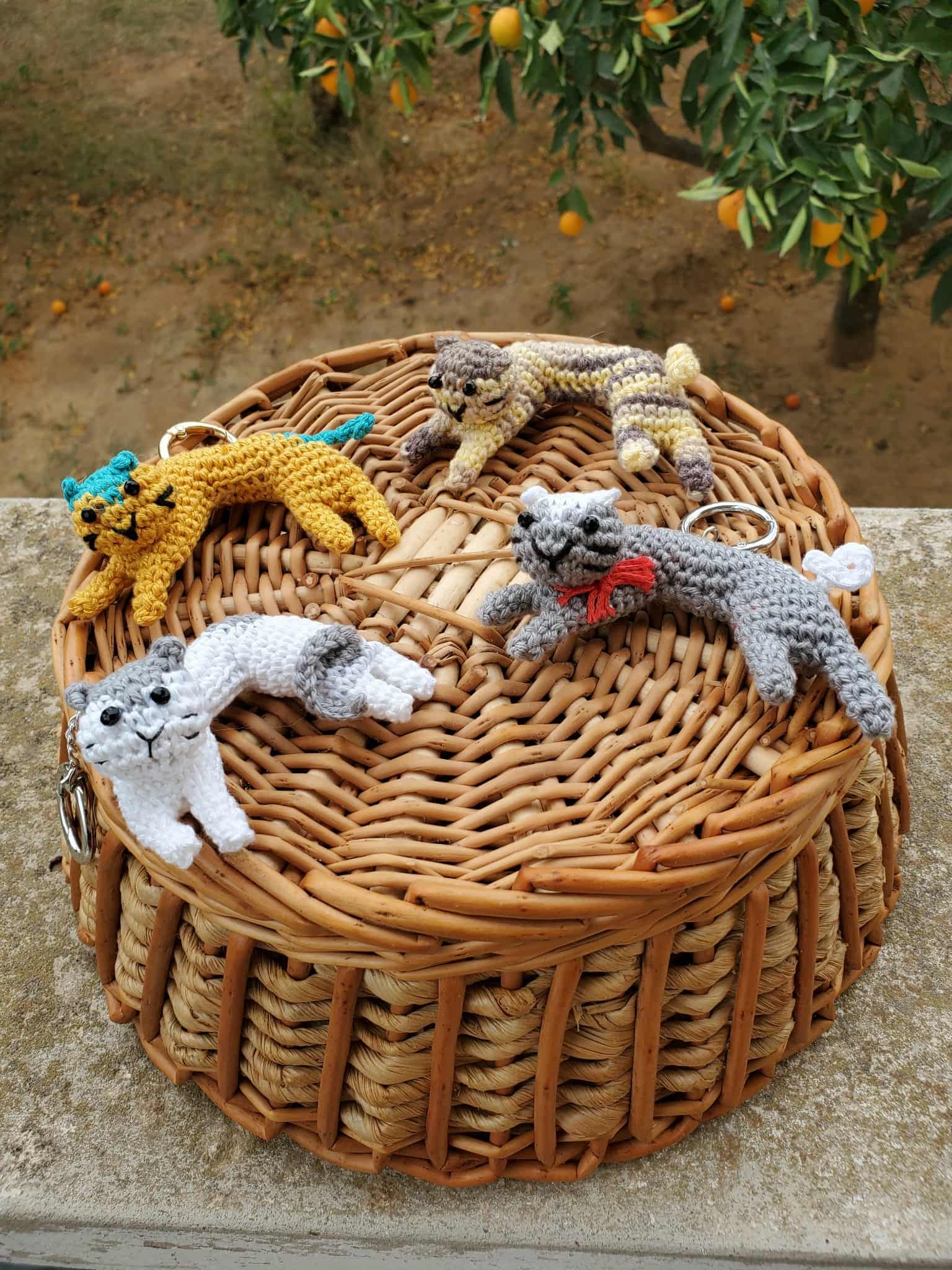 Porte clés chat et chaton en crochet