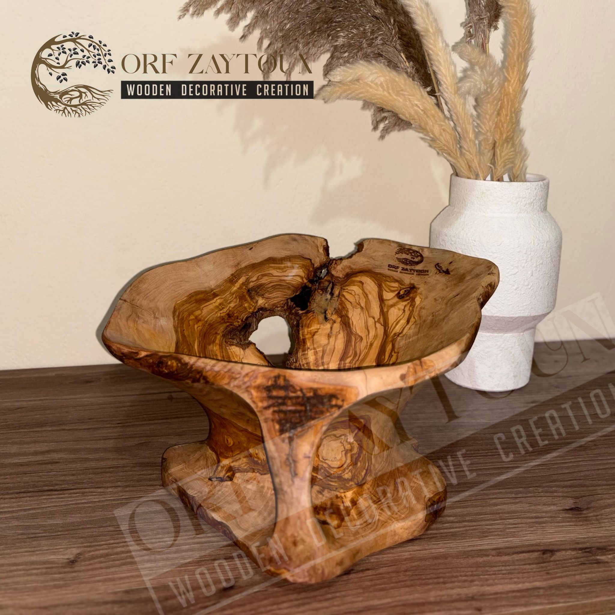 Corbeille artisanale en bois d’olivier